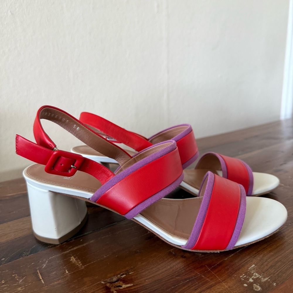 BOSS Hugo Boss Leather Block Heel Sandals 38